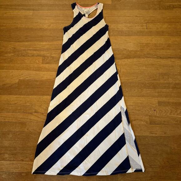 H&M L.O.G.G. navy blue maxi racer back shift beach dress cover size 12 b30 - Picture 1 of 6